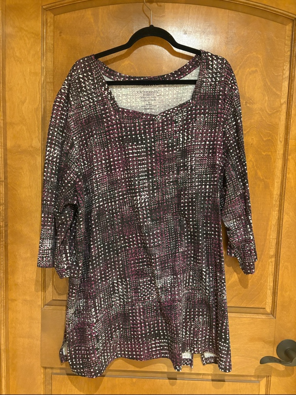 Catherines Plum, Black, & White Printed Tunic Top